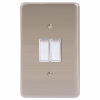 LESCO, 2 Lever 1 Way 4×2 Light Switch Stainless Steel White LESCO, 2 Lever 1 Way 4×2 Light Switch Stainless Steel White