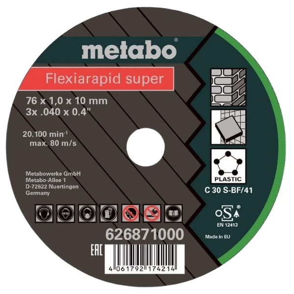 Metabo – Flexiarapid Super / Cutting Disc 76 x 1.0 x 10mm – Pack of 3