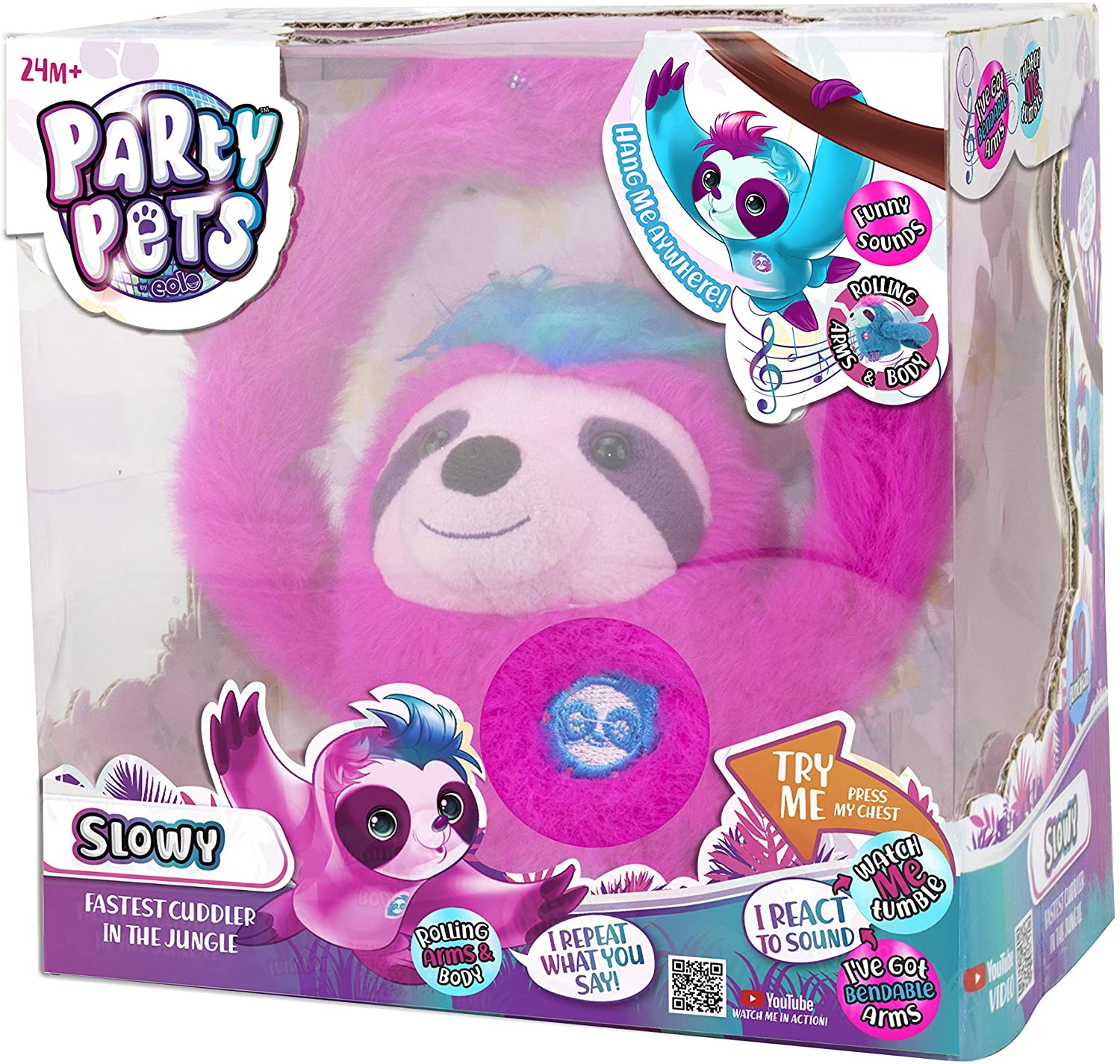 Party Pets – Slowy The Sloth Feature Plush – Fantasy Pink