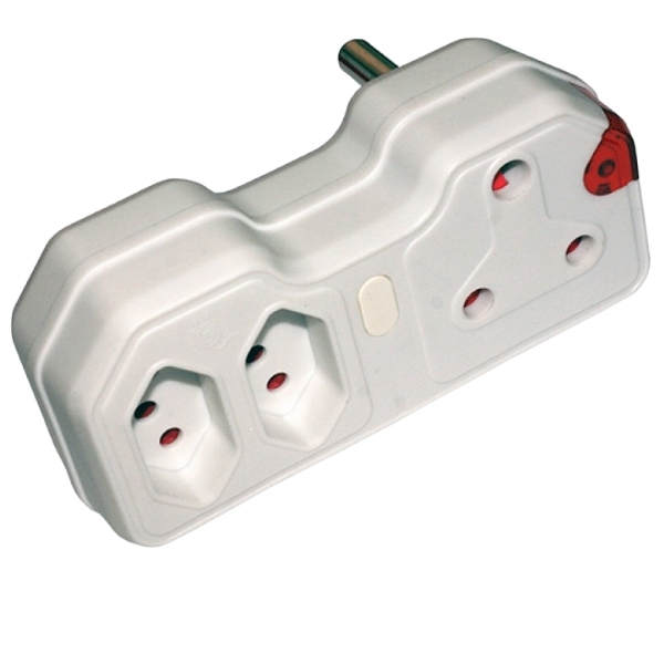 Current – Adaptor / 2 x 3-Pin Euro Sockets with Light – (1 x 16A 2 x 5A)