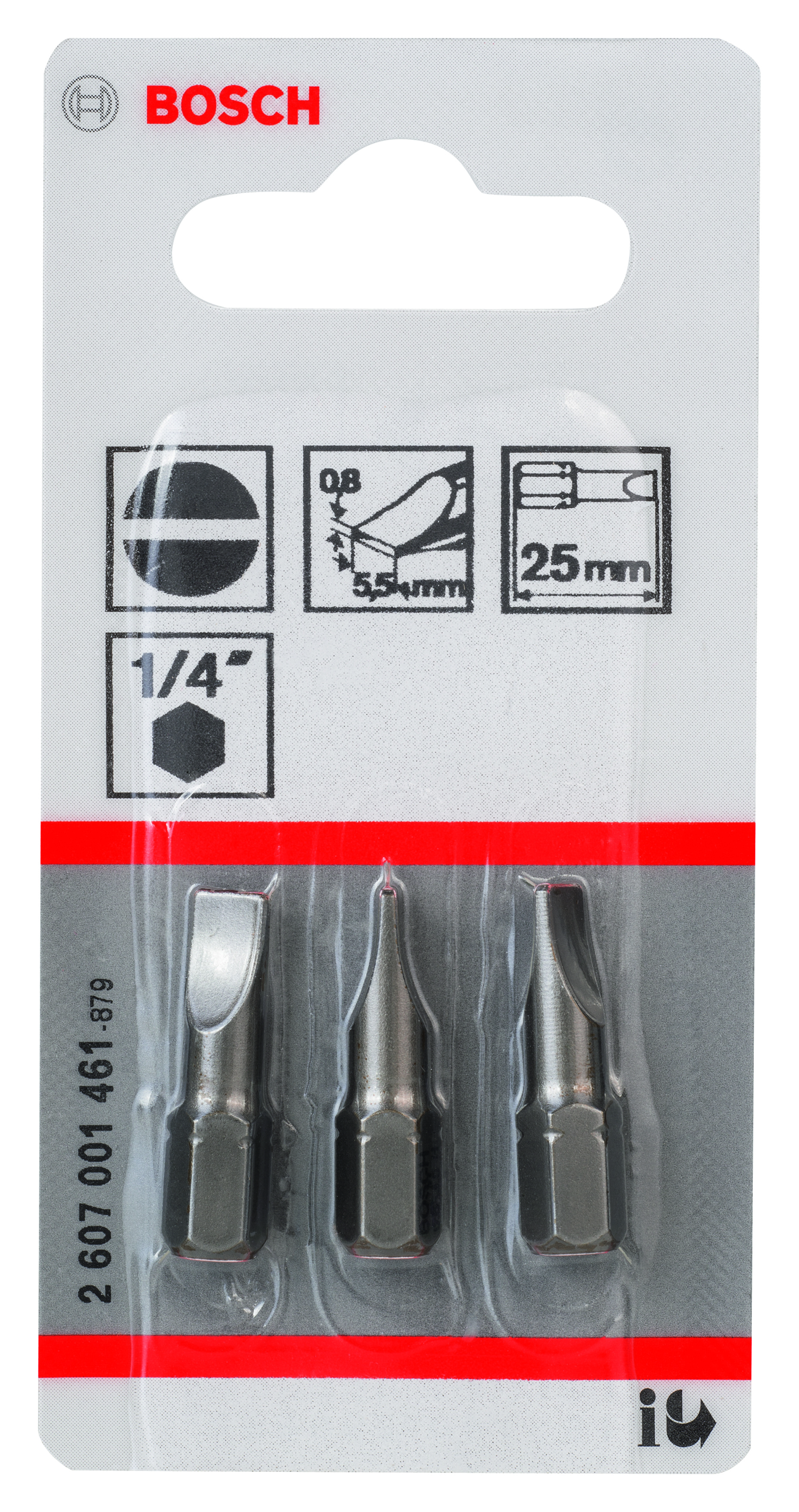 Screwdriver bit Extra Hard Slotted 0,8 x 5,5, 25 mm, 3 Pieces