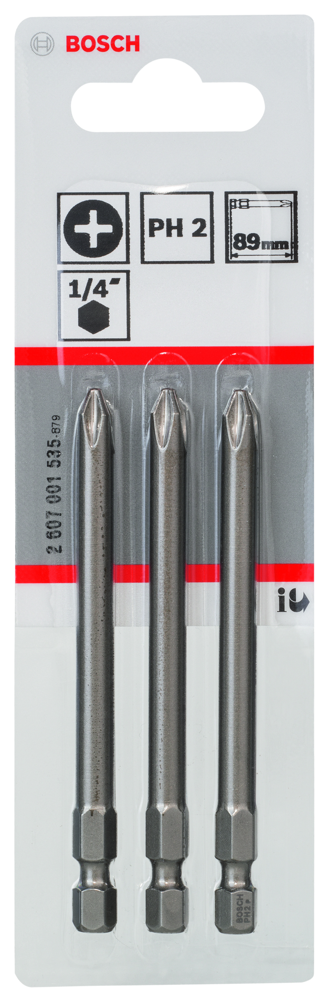 Screwdriver bit Extra Hard PH 2, 89 mm, 3 pc
