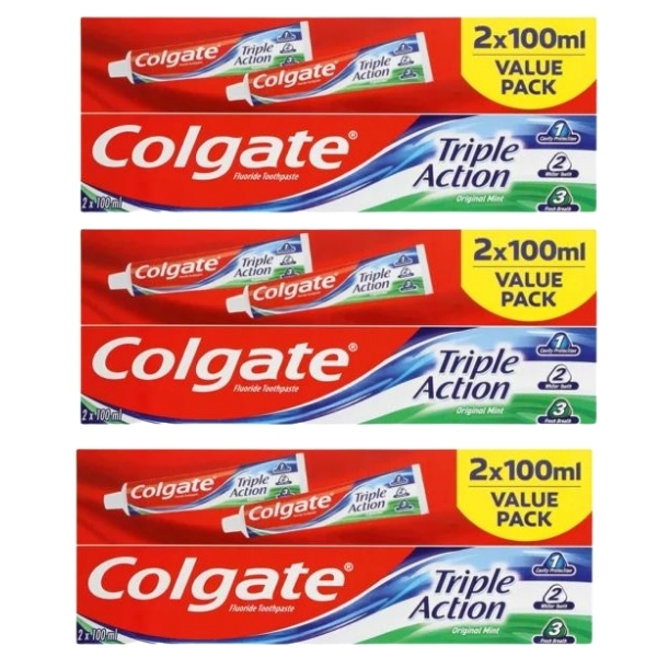 Colgate – Toothpaste / Triple Action Original Mint (2 x 100ml) – Pack of 3