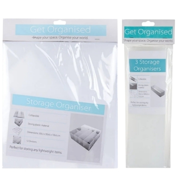 SourceDirect- Storage Organisers /Collapsible Plastic Organisers Combo Pack