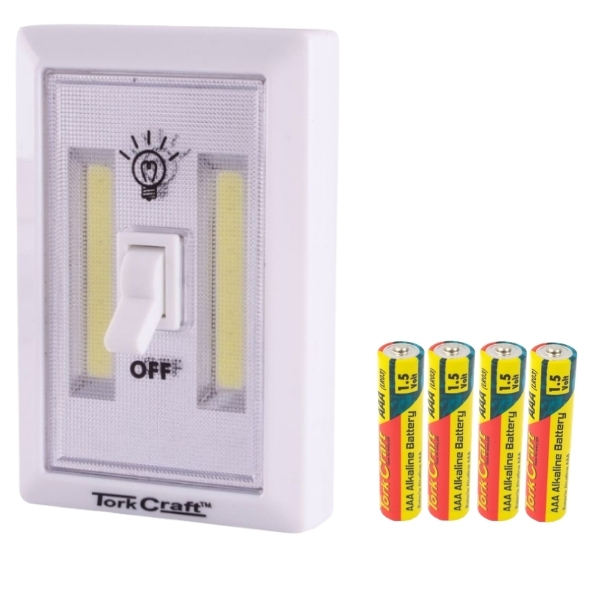 Tork Craft – LED Light Switch Style Wall Lamp with 4 x AAA 1.5V Batteries