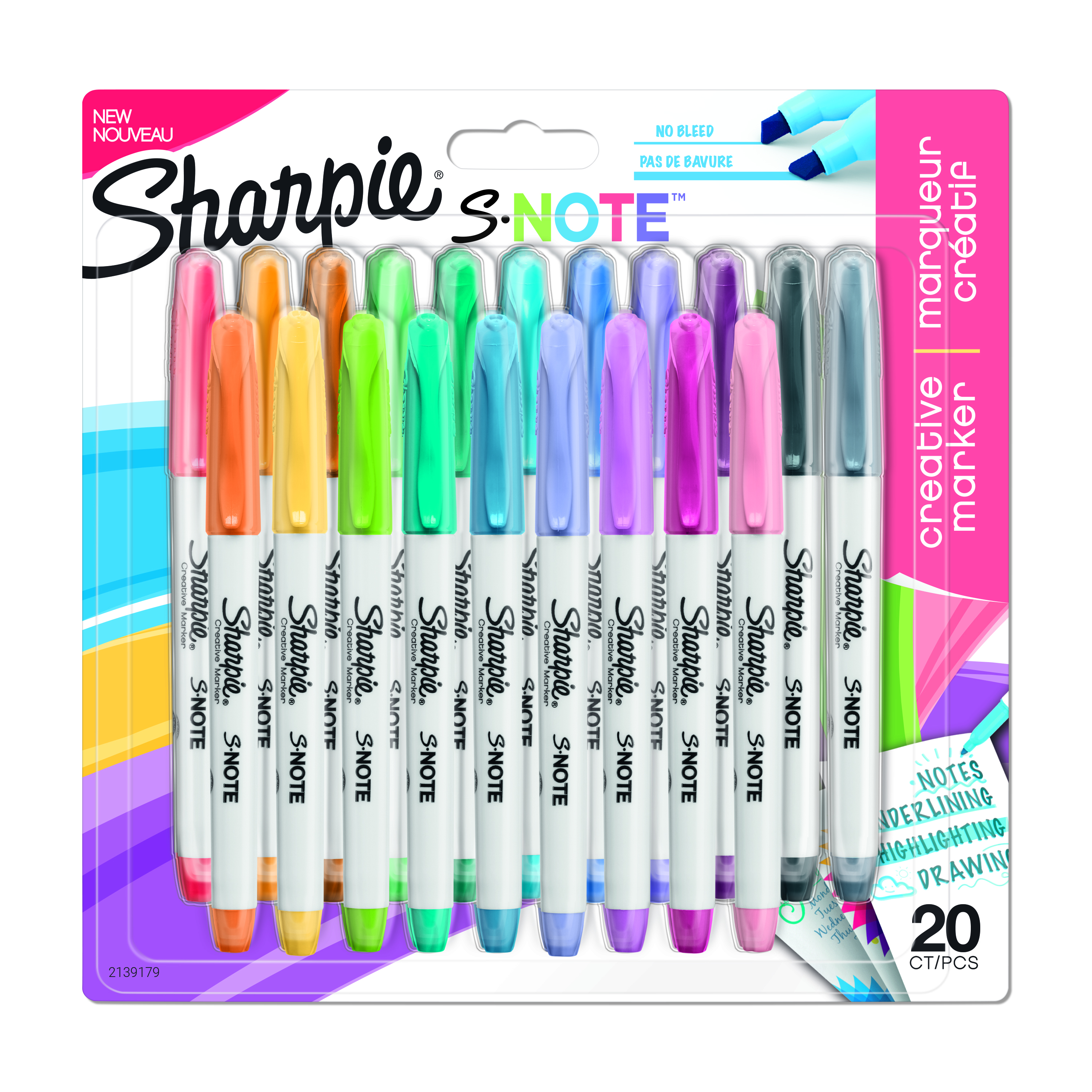 Sharpie S-Note Creative Markers, Highlighters Assorted Colours Pack 20