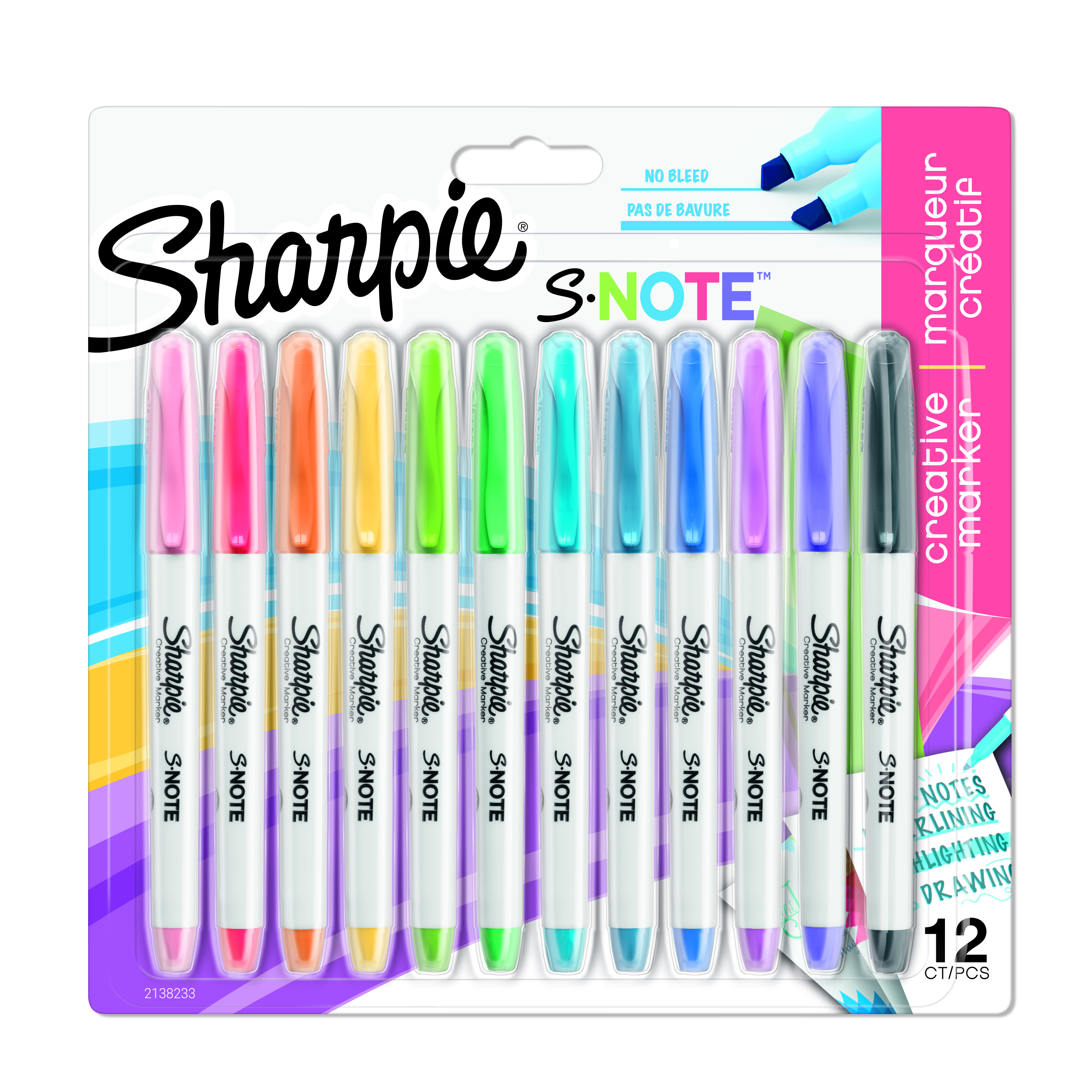Sharpie S-Note Creative Marker, Highlighter Assorted Colours 12 Pack