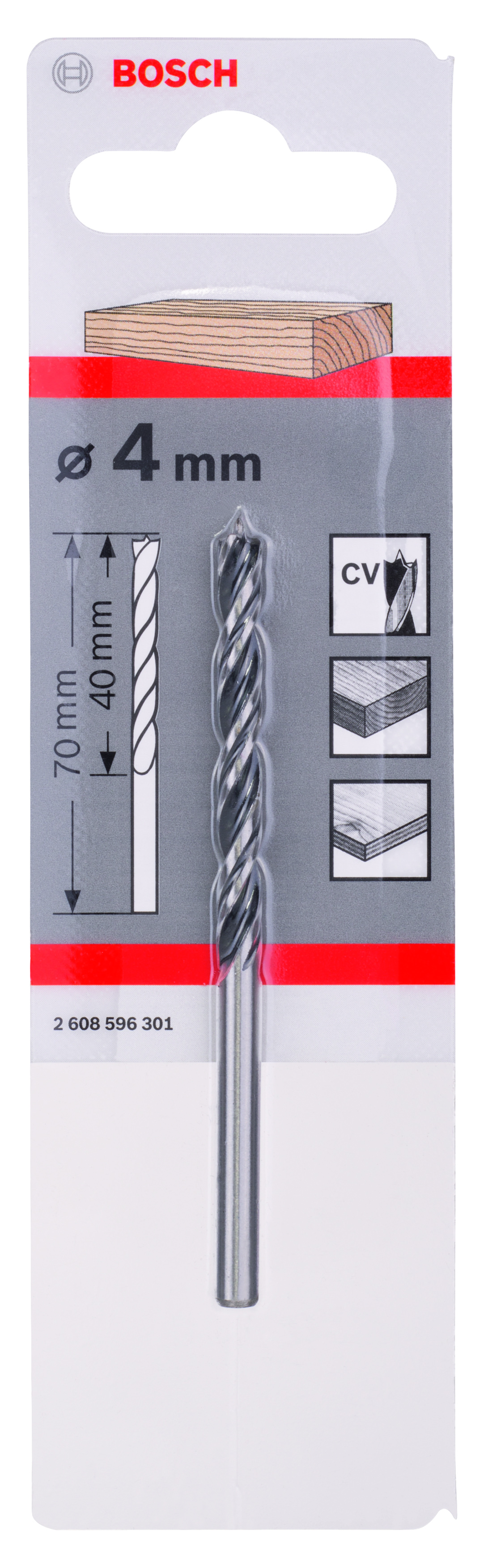 Standard Brad Point Drill Bit 4 x 43 x 75 mm, d 4 mm