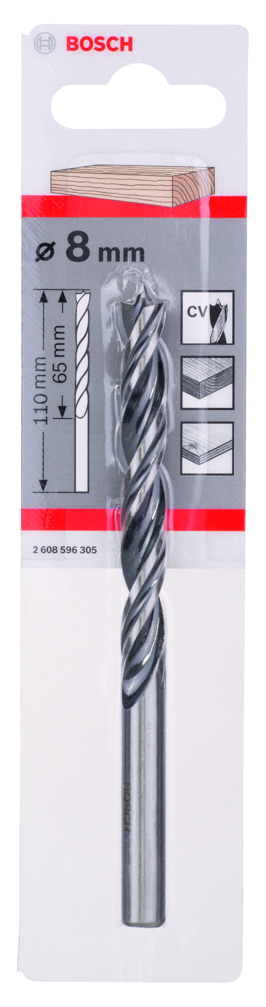 Standard Brad Point Drill Bit 8 x 75 x 117 mm, d 8 mm