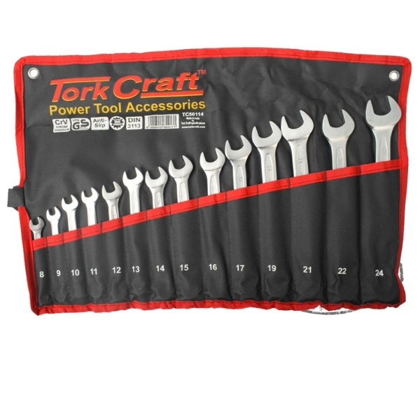 Tork Craft – Combination Spanner Set with Tool Pouch / Organiser – 14Piece