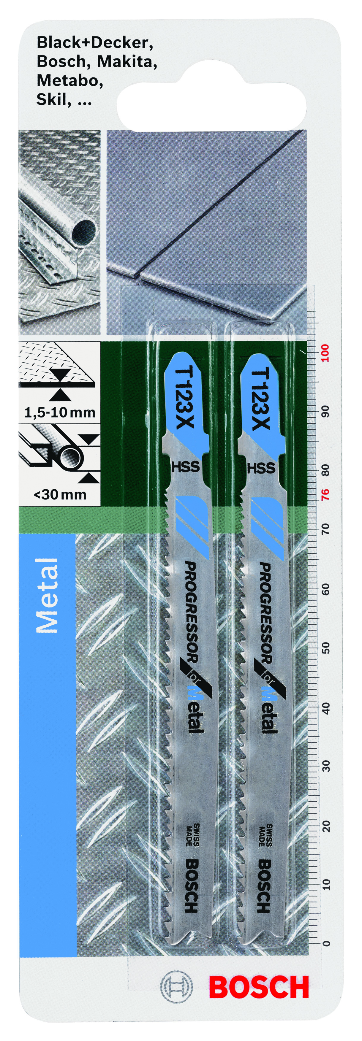 Jigsaw blade HSS T 123 XF Progressor for Metal, 2 pc