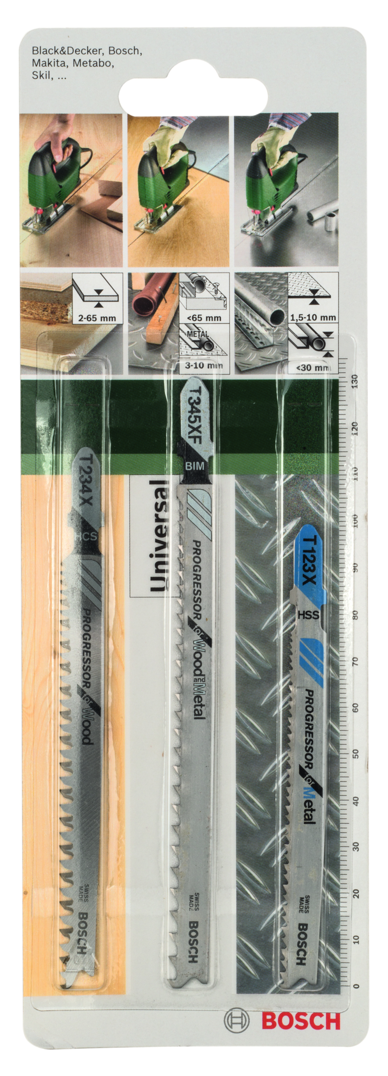 Jigsaw blade set T 123 X, T 234 X, T 345 XF, 3 pc