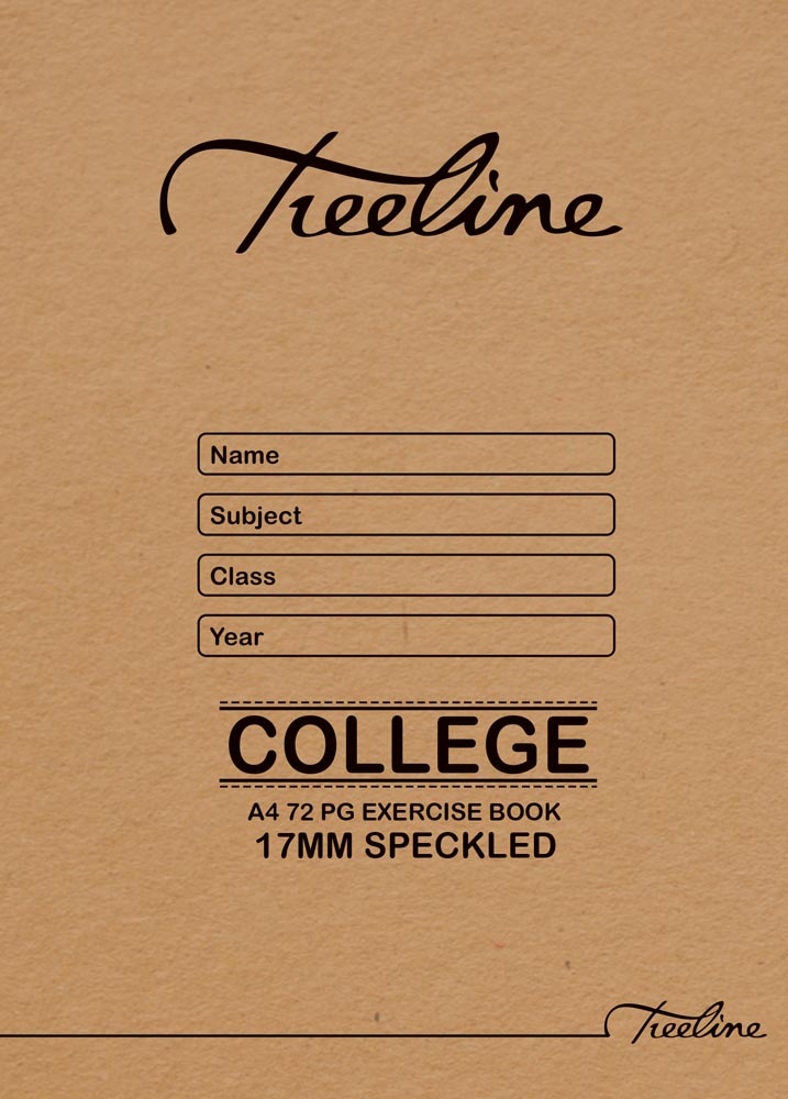 Treeline A4 72pg College Exercise Books 17mm Speckled Ruled Pack of 20