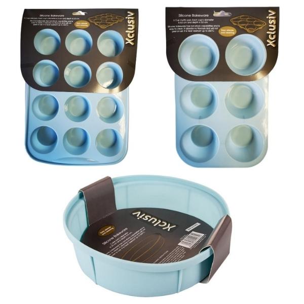 Xclusiv – Silicone Cake Pan And Cupcake / Muffin Molds Combo – 3 Piece
