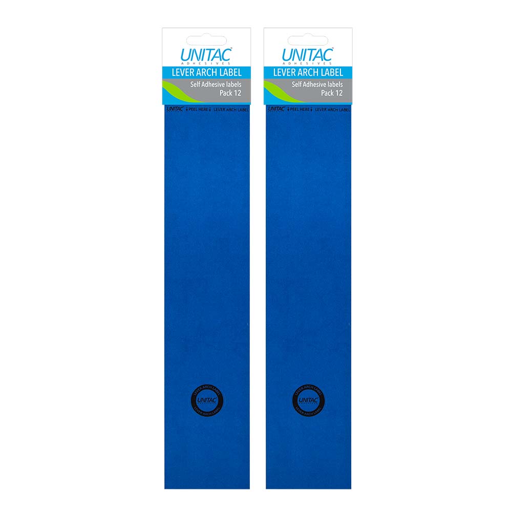 Unitac Lever Arch File Spine Labels Blue – 2 Packs of 12