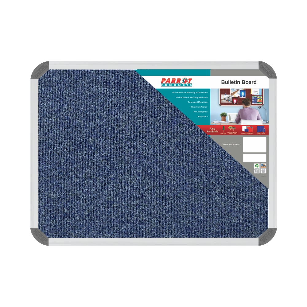 Parrot Products Bulletin Board Ribbed Aluminium Frame (600x450mm – Denim)