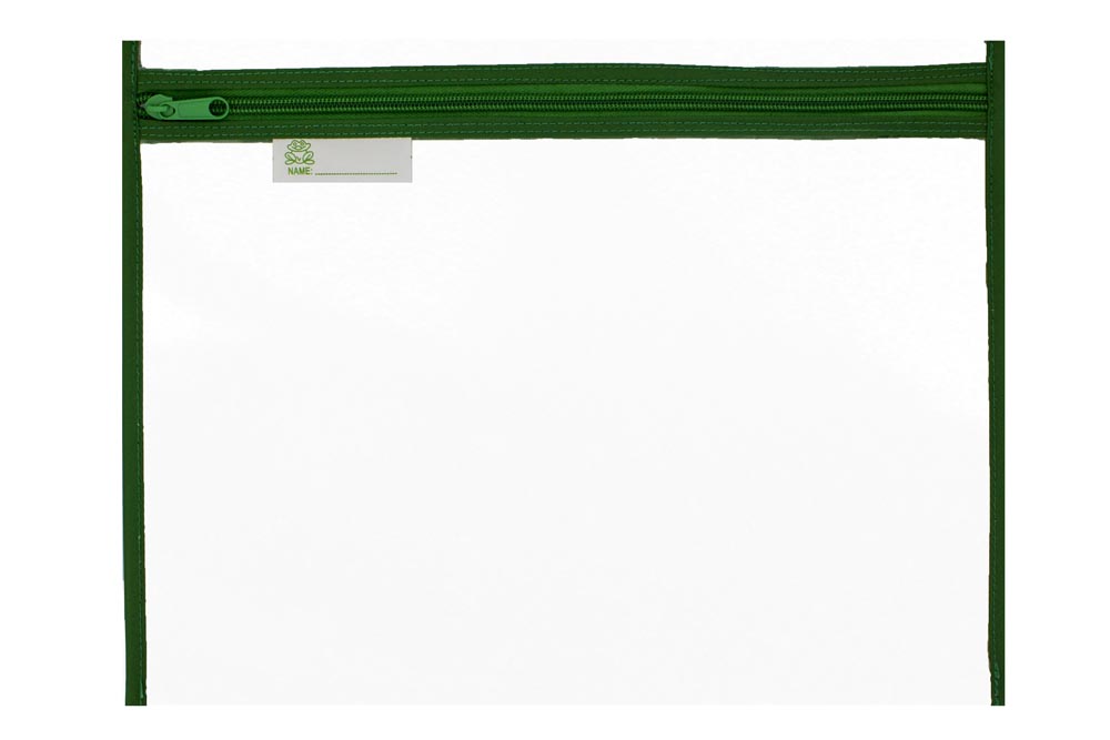 Treeline Clear PVC Book Bag with Green Binding and Zip