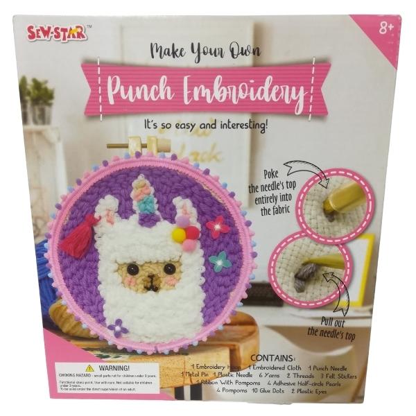 Source Direct – Punch Embroidery Set – DIY Arts and Crafts Kit – Llama