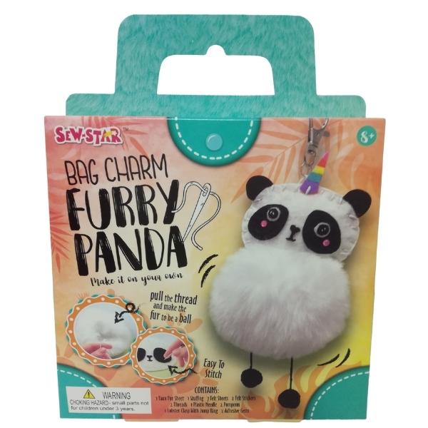 Source Direct – Bag Charm – DIY Arts and Craft Furry Pompom – Panda