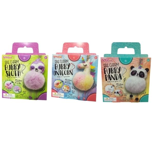 Source Direct – Bag Charm – DIY Arts & Craft Furry Pompoms Combo – Assorted
