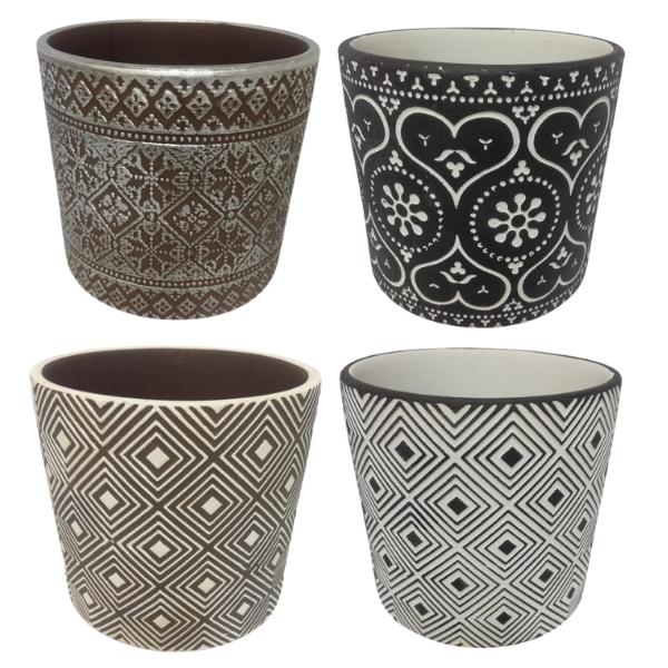 SourceDirect – Ceramic Pot Plant Holders / Planters 13 x 14cm – (Set of 4)