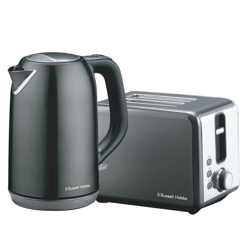Russell Hobbs Everyday Stainless Steel Kettle and Toaster Set – Dark Grey