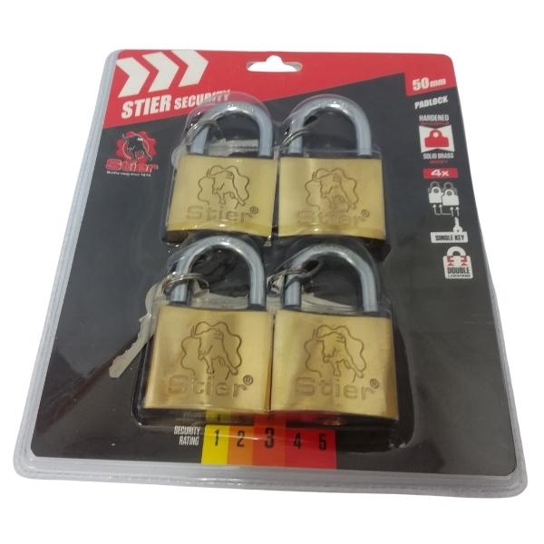 Stier – Padlock / 4 x Padlocks with 12 x Keys – 50mm