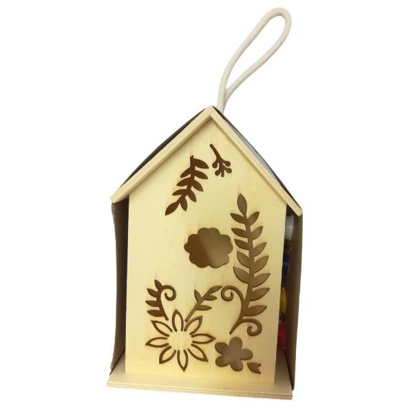 Khoki – Art and Craft Paint Your Own Bird House Kit 19 x 10.5cm – Flowers