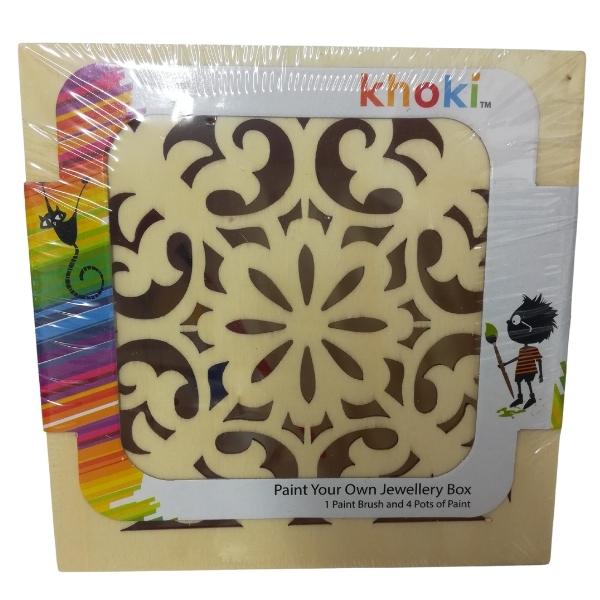 Khoki – Art & Craft Paint Your Own Jewellery Box Kit 15 x 15 x 9cm -Flower