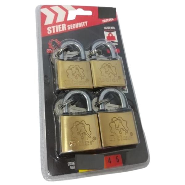 Stier – Padlock / 4 x Padlocks with 12 x Keys – 32mm