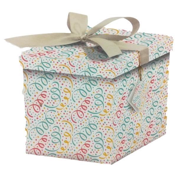 SourceDirect – Gift Box / Flat-Pack Large Gift Box 22 x 22 x 22cm – Ribbons