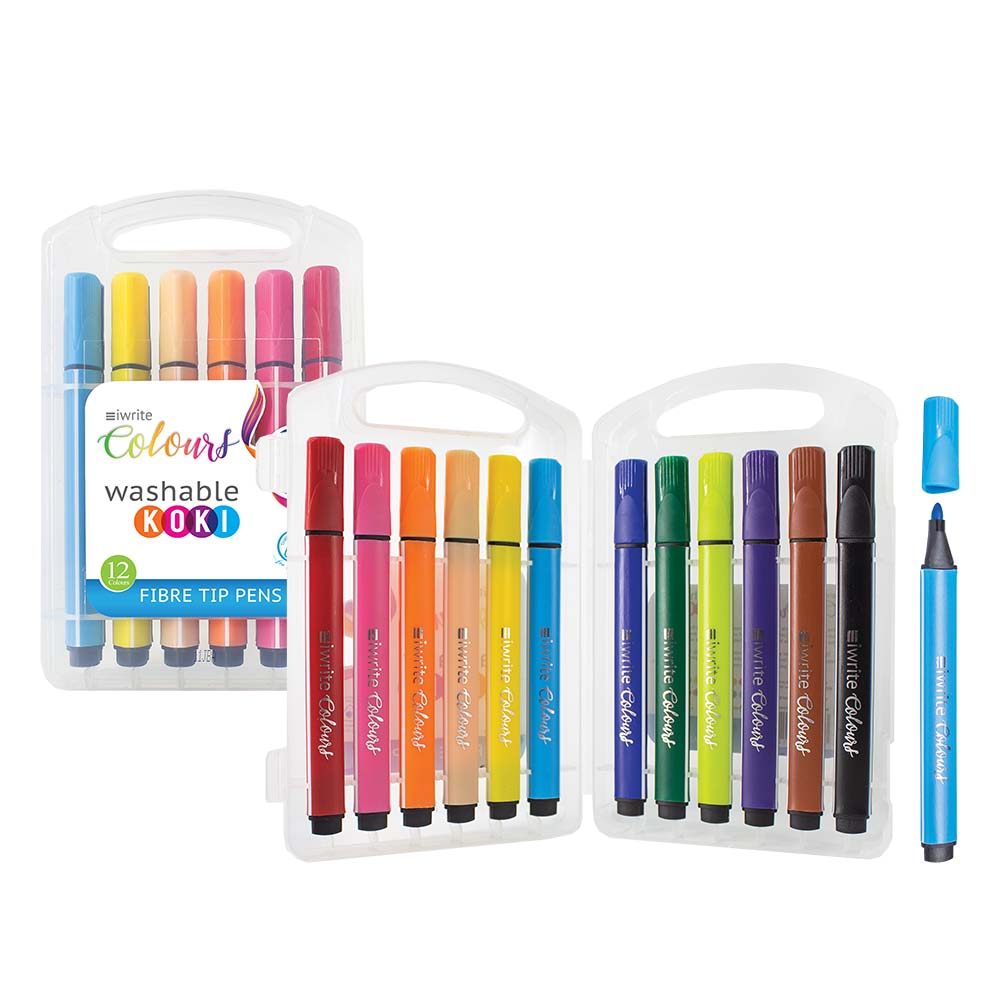 iWrite Colours Washable Triangular Koki Colouring Pens – Pack of 12