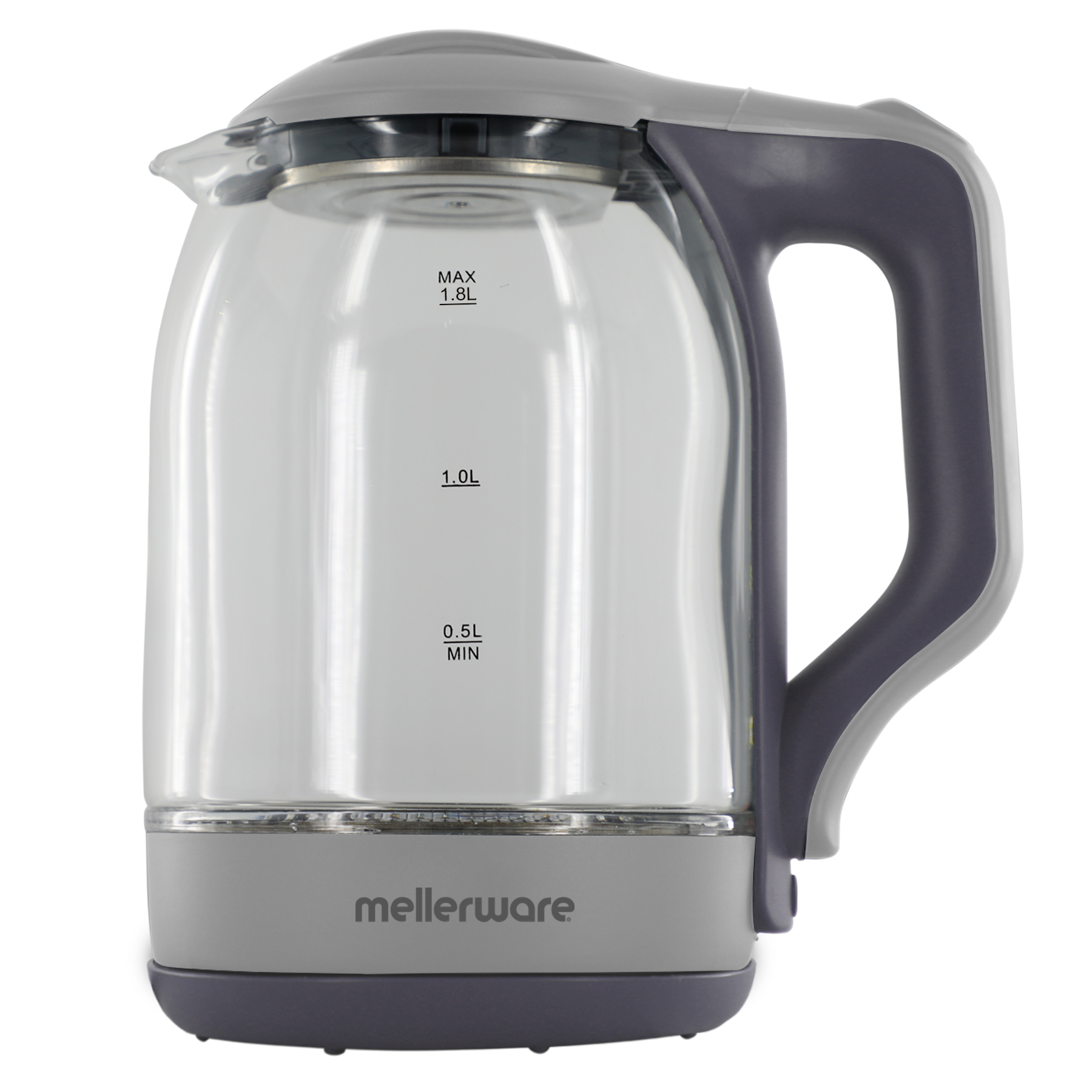 Mellerware 360 Degree Cordless Glass Kettle Grey 1.8L 1800W “Omega”
