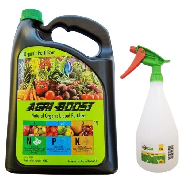 AGRI-BOOST – Organic Liquid Fertilizer (5L) and Trigger Spray Bottle (1L)