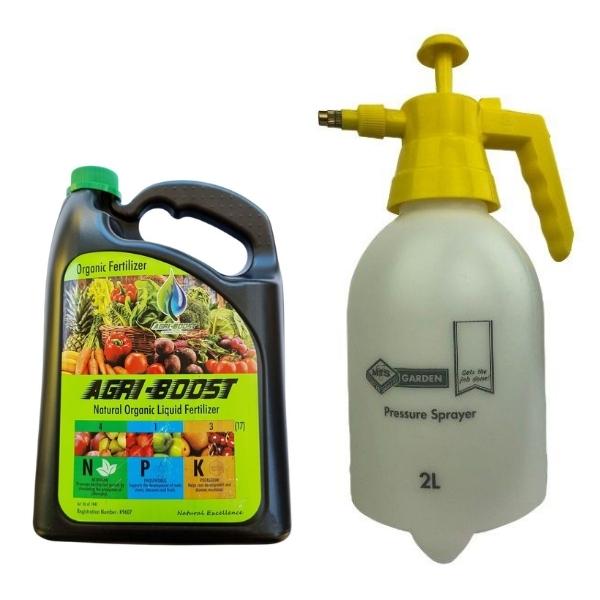 AGRI-BOOST – Organic Liquid Fertilizer (1L) and Pressure Sprayer (2L)