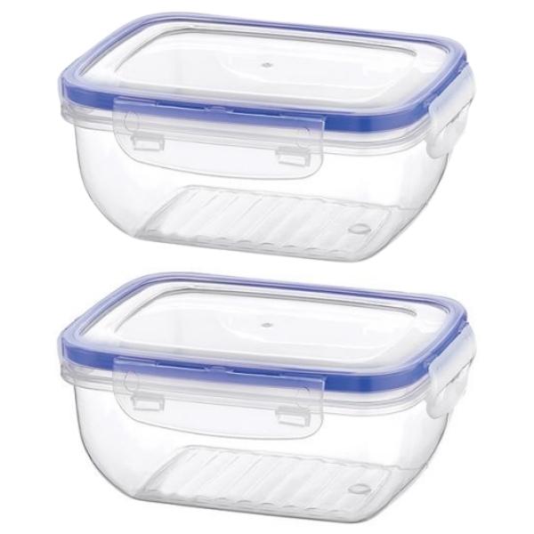 Source Direct – Rectangular Clear Storage Container 1400ml – Pack of 2