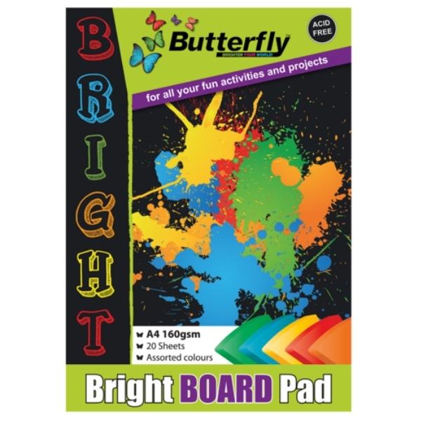 Source Direct – Bright Board Pad A4 Assorted Colours – 20 Sheets