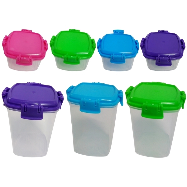 Home Connection – Mini Plastic Containers with Clip Lock Combo – 7 Pieces