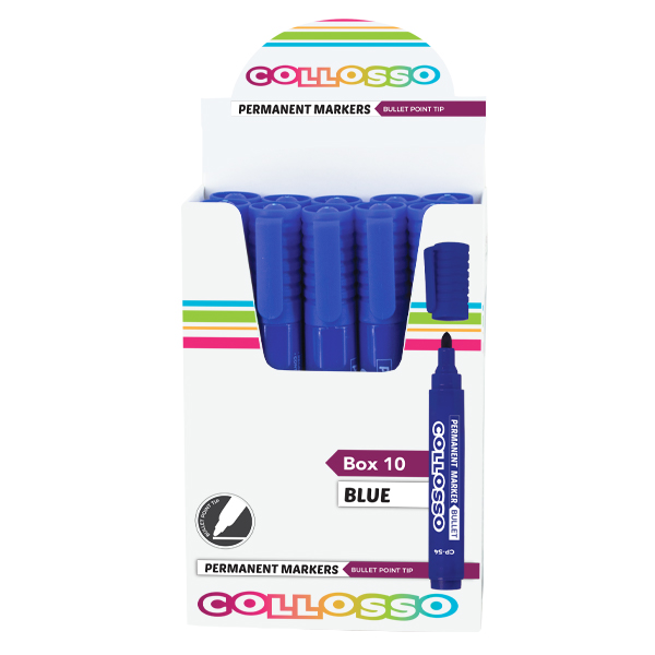 Collosso Permanent Marker Bullet Point Blue – Box of 10