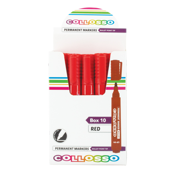 Collosso Permanent Marker Bullet Point Red – Box of 10