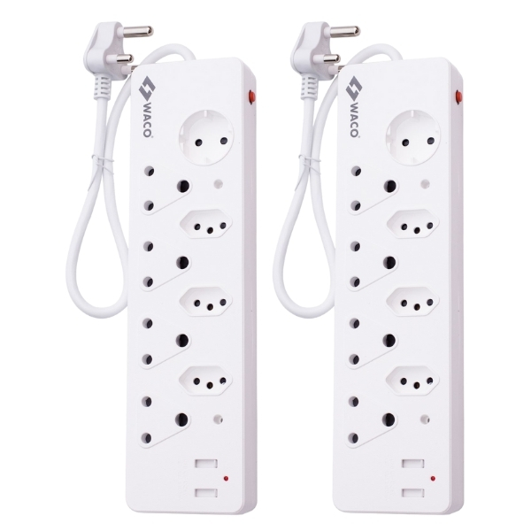 Waco – 8 Way Multiplug with USB Chargers and Shutters – Pack of 2