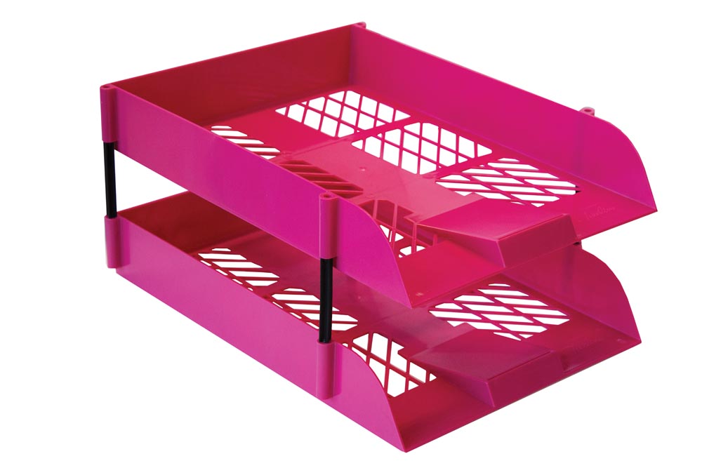 Treeline Desk Letter Tray Set 2 Tier – Hot Pink