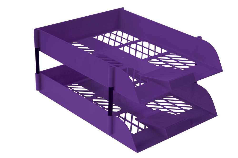 Treeline Desk Letter Tray Set 2 Tier – Electric Purple