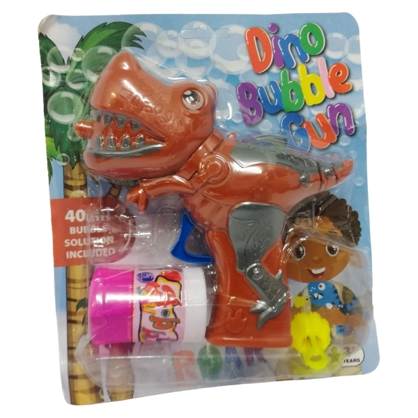 Dino – Bubble Blowing Gun with 40ml Bubble Solution – Brown (3 Years Up)