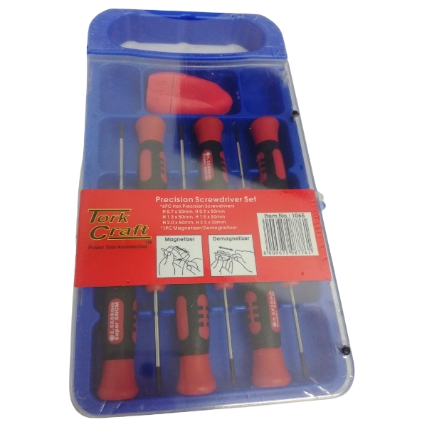 Tork Craft – Screwdriver Set / Hex Precision Screwdriver Set – 7 Piece (Red)