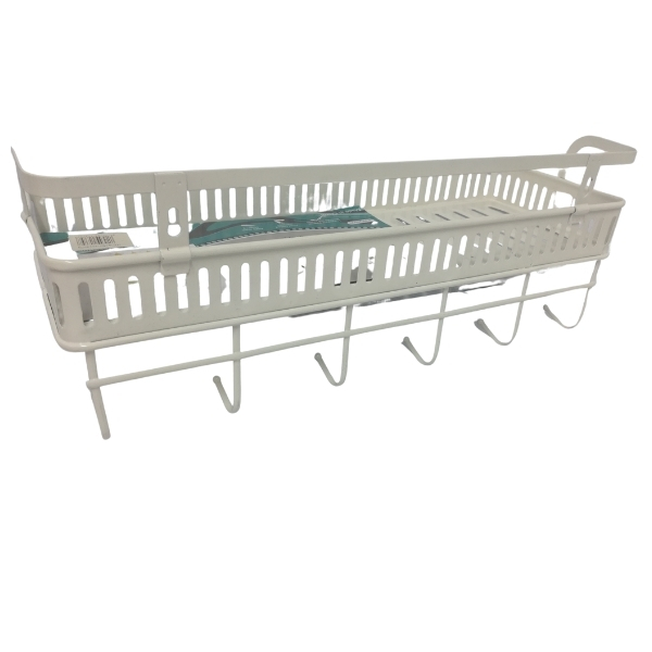 SourceDirect – Bathroom Rack with 6 Iron Hooks 430 x 150 x 160mm – White