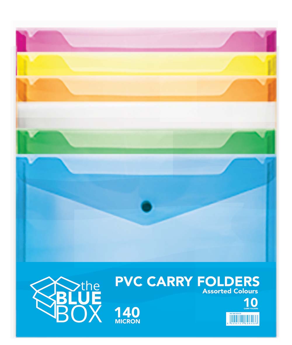 Blue Box A4 Carry Folders Assorted Colours – Pack of 10
