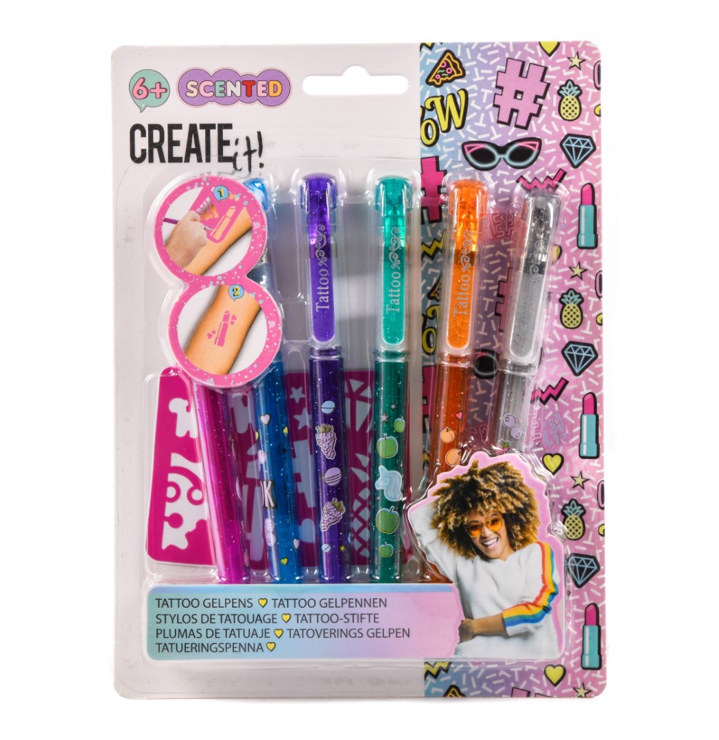 Create It! Tattoo Perfume Pen 6 Pack & Stencil