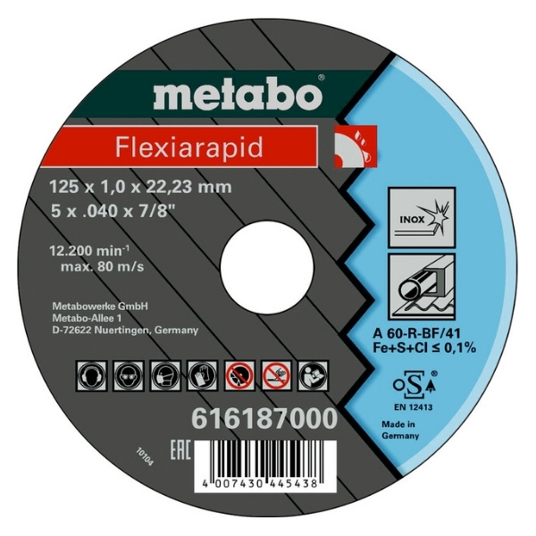Metabo – Cutting Disc 125 x 1.0 x 22.23 Inox TF 41 (616187000)
