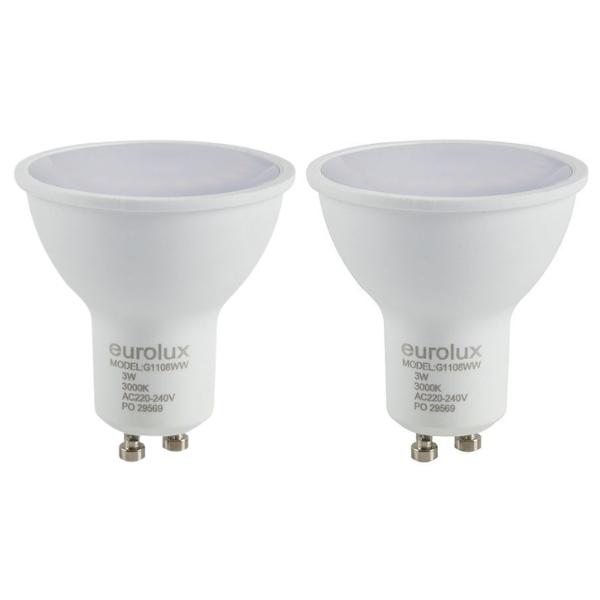 Eurolux – Rechargeable LED Lamp 3W GU10 3000K Warm White – Pack of 2